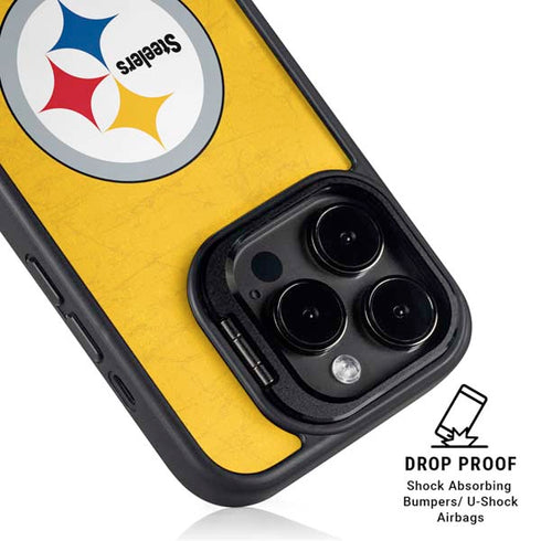 NFL Pittsburgh Steelers - Alternate Distressed iPhone 15 Pro Kickstand Case
